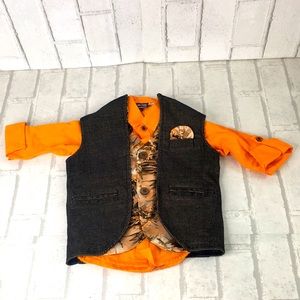 Shirt & Vest 9-12 Mos. Orange Brown *B